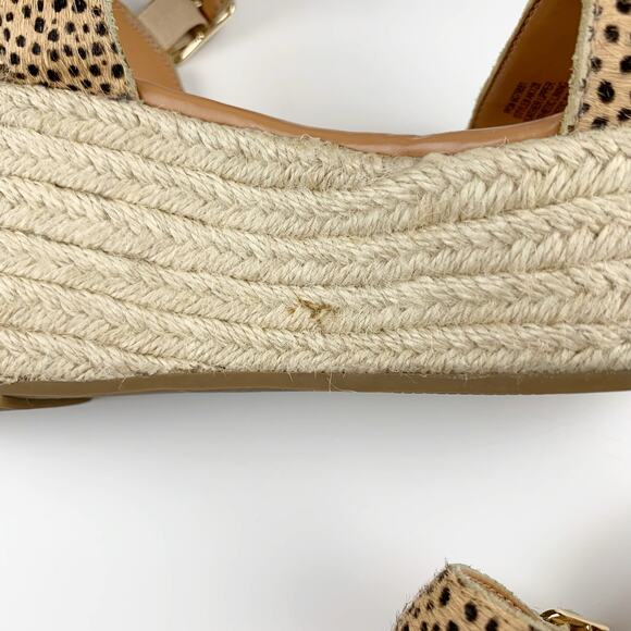 J Crew Platform Espadrille Sandals Leopard Print Calf Hair Women's 8.5 - Picture 11 of 15